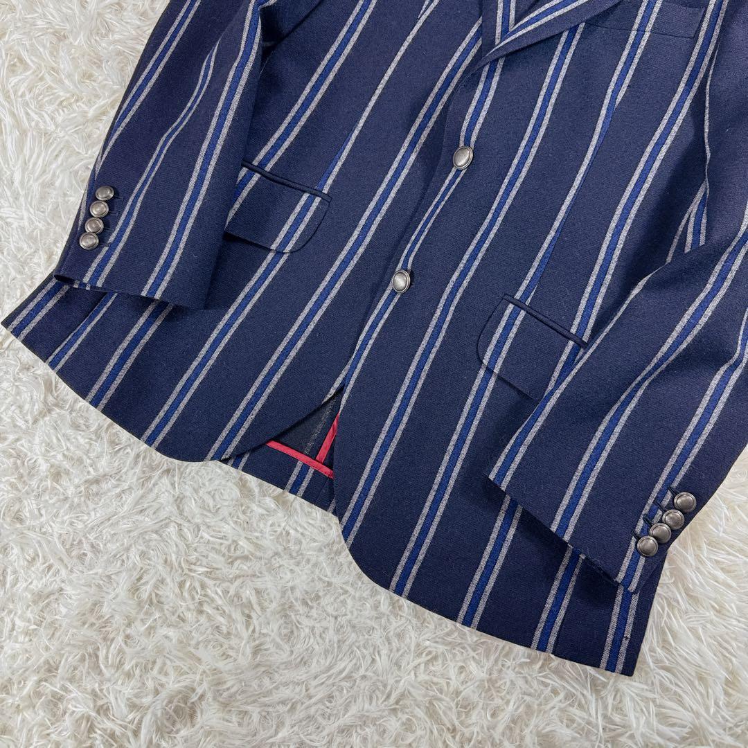 【イタリア製】ハケットロンドン 銀ボタン ストライプ テーラードジャケット 40