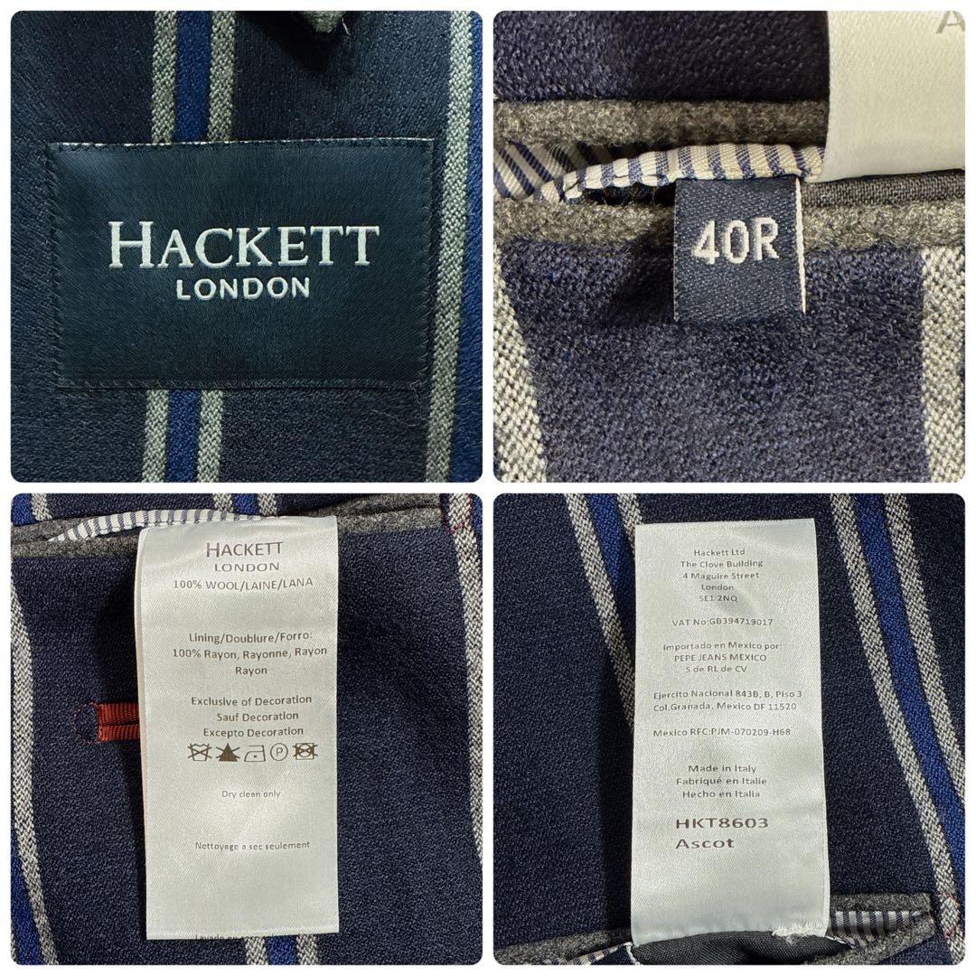 【イタリア製】ハケットロンドン 銀ボタン ストライプ テーラードジャケット 40