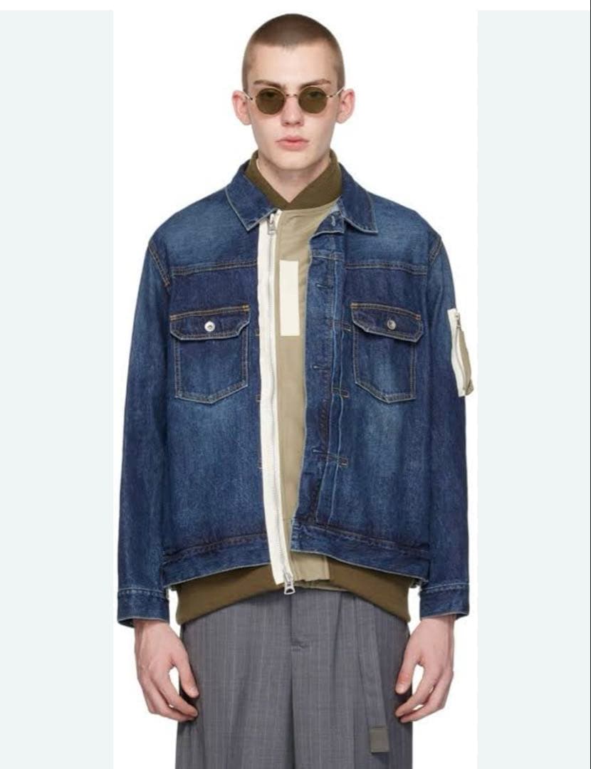 Sacai Denim × Nylon Twill Jacketブルー サイズ1