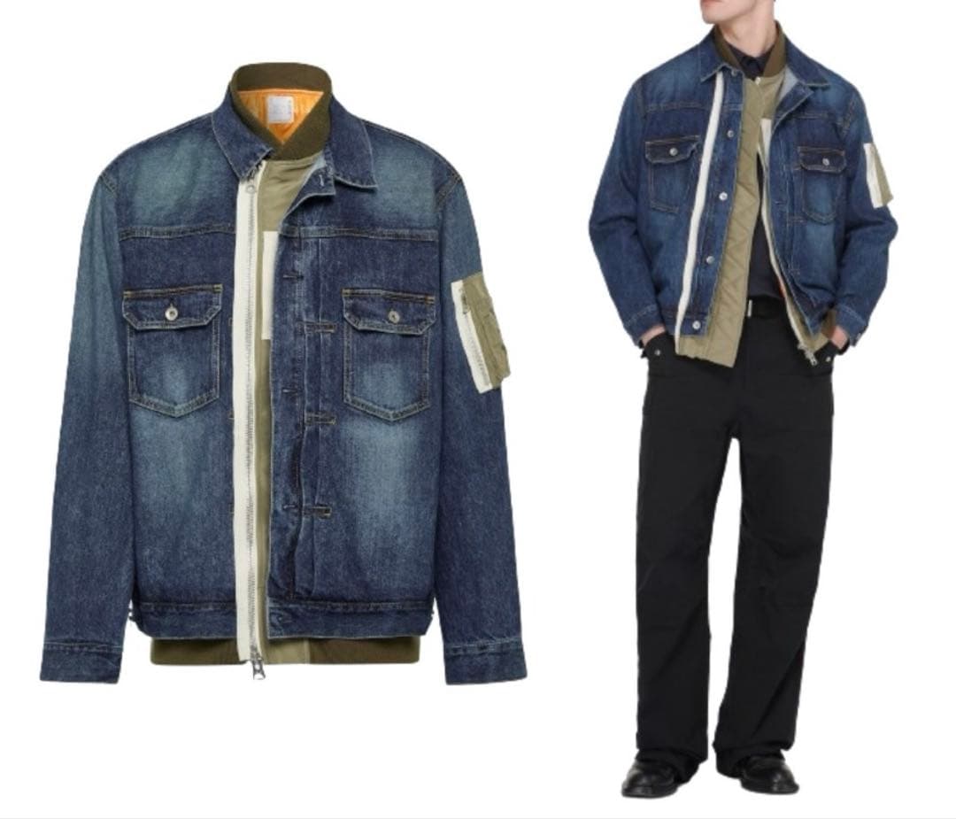 Sacai Denim × Nylon Twill Jacketブルー サイズ1