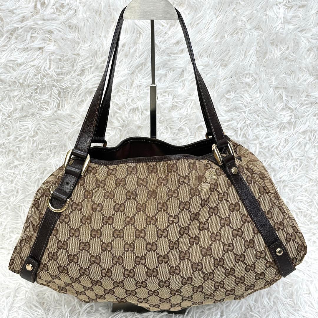 希少【GUCCI】アビー GGキャンバス レザー トートバッグ 大容量 廃盤品