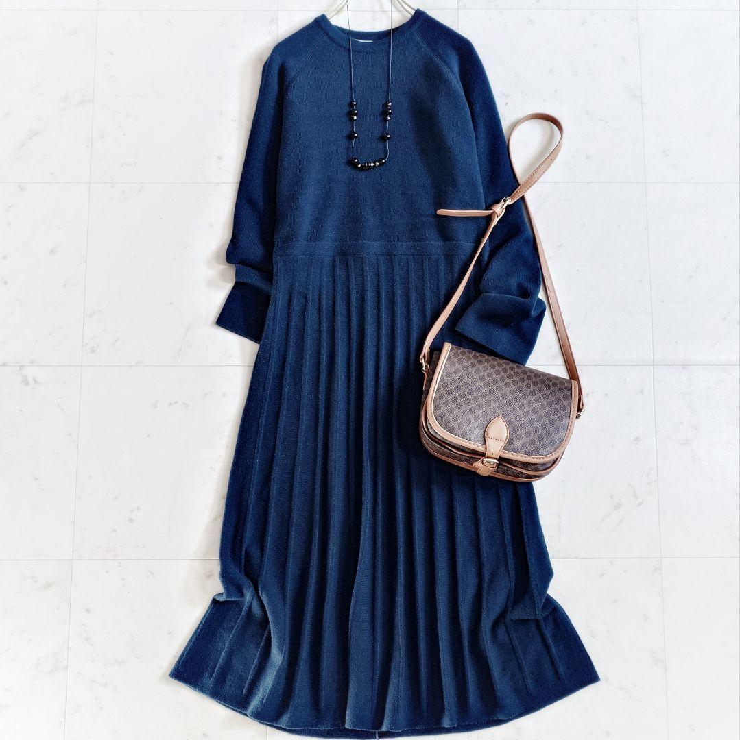 美品✨​シクラス CYCLAS 日本製 上質ウールプリーツ ニットワンピース