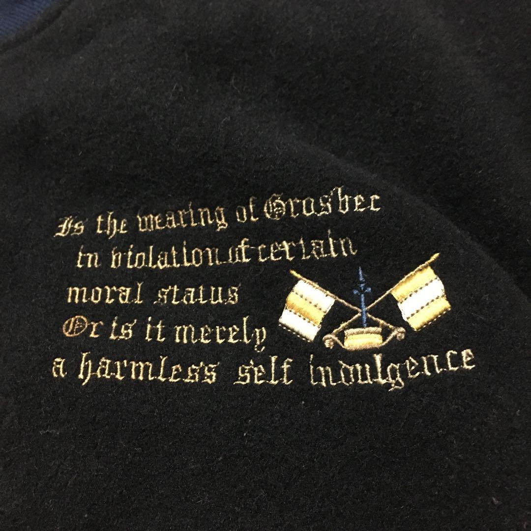 【個性派古着】激レア！ヴィンテージ スタジャン　豪華刺繍入り　リブ牛革　黒