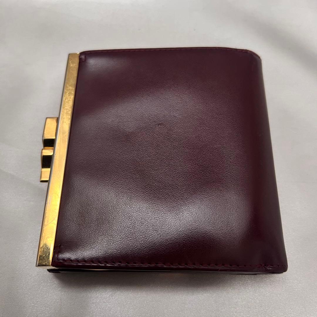 ◇美品◇カルティエ　マストライン　コンパクト財布　ゴールド×ボルドー　がま口