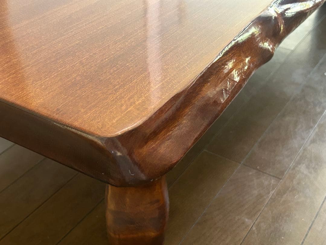 一枚板 無垢材の自然木目座卓 ダイニングテーブル