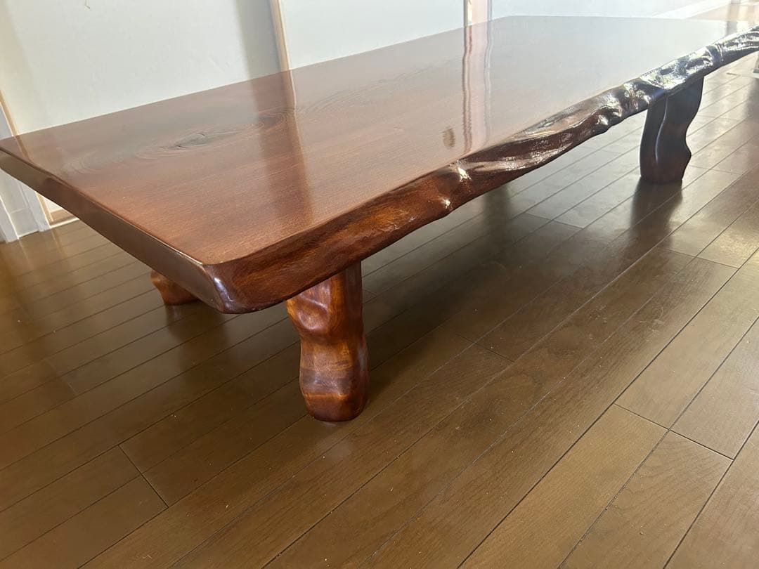 一枚板 無垢材の自然木目座卓 ダイニングテーブル