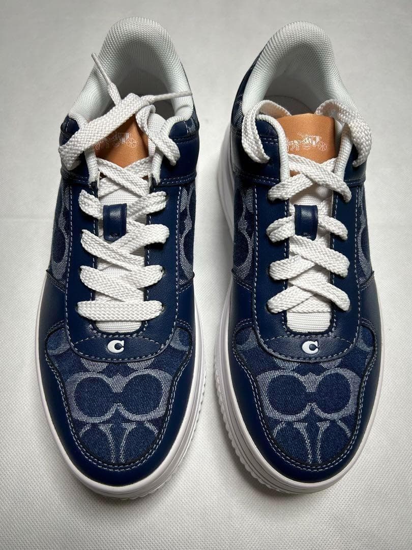 【新品】 COACH コーチ スニーカー スライダー 靴 24cm デニム