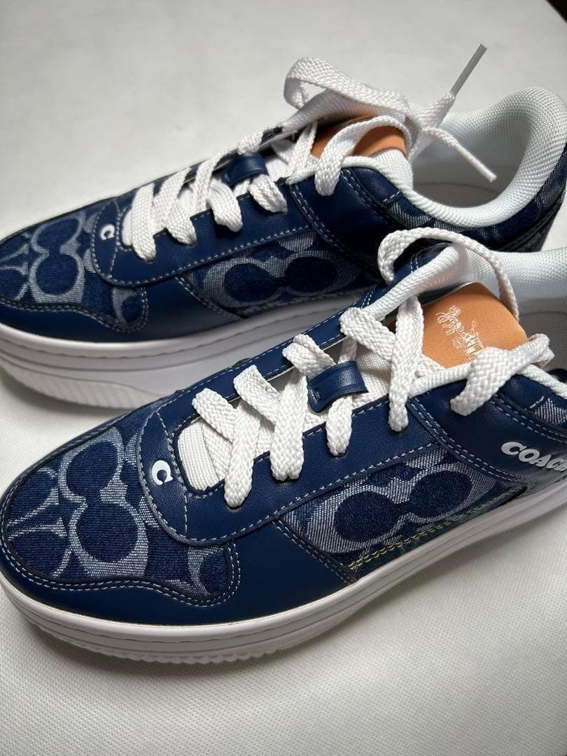 【新品】 COACH コーチ スニーカー スライダー 靴 24cm デニム