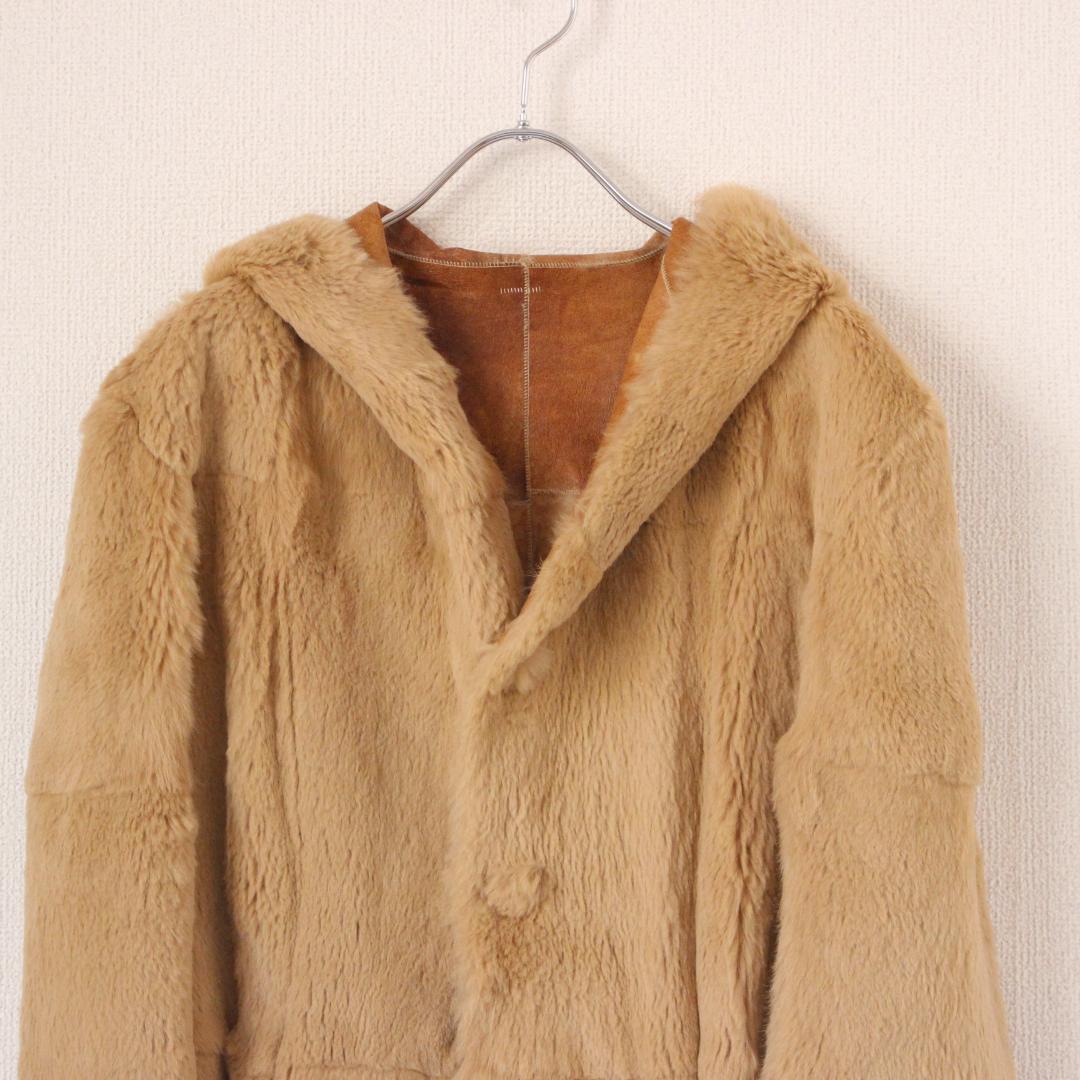 LANVIN ラビットファー レザージャケット M ベージュ