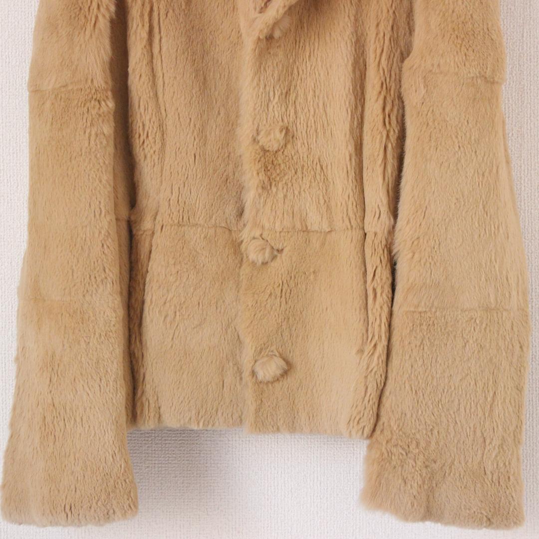 LANVIN ラビットファー レザージャケット M ベージュ