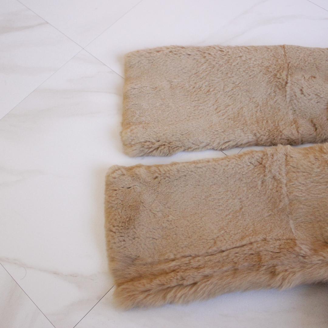 LANVIN ラビットファー レザージャケット M ベージュ