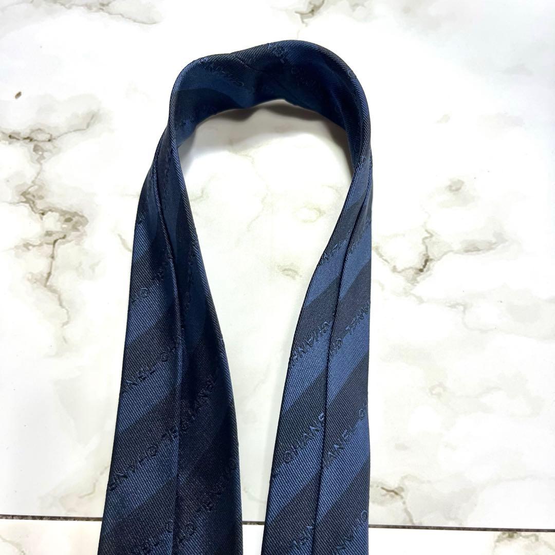 美品✨　CHANEL ネクタイ　ネイビー　ストライプ　チェーン