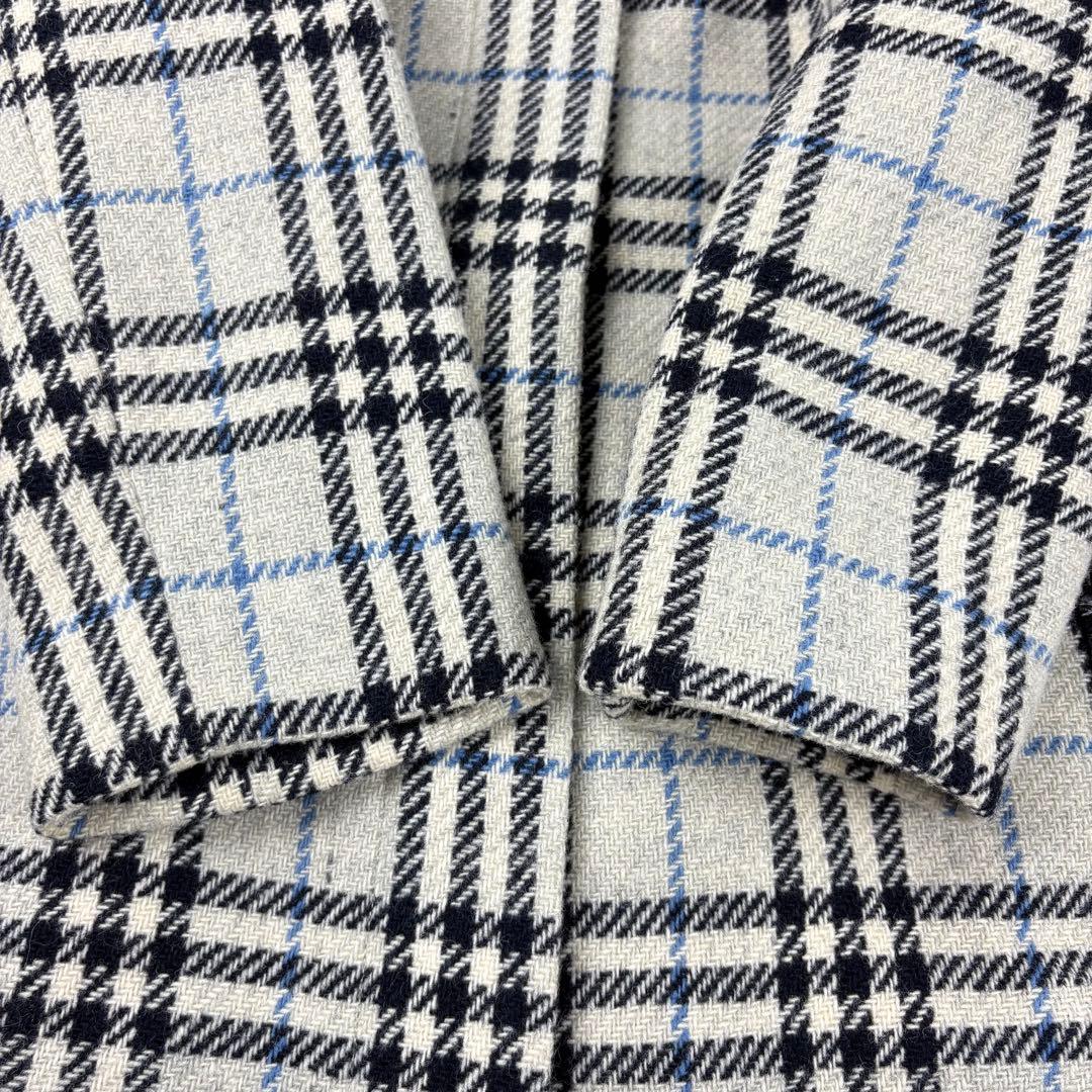 【美品】バーバリー　ビンテージ　ロングコート　ノバチェック　グレーブルー40 L