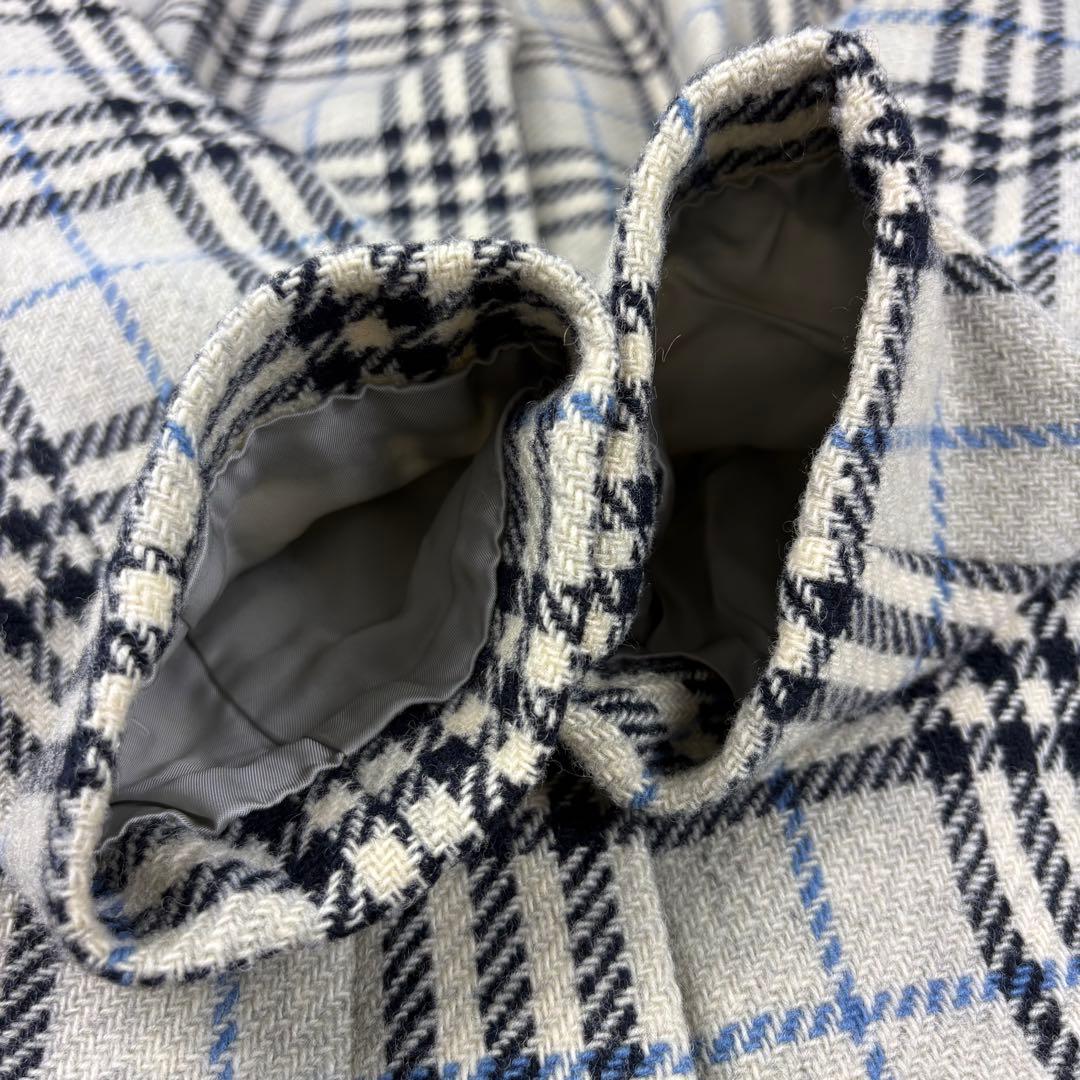 【美品】バーバリー　ビンテージ　ロングコート　ノバチェック　グレーブルー40 L