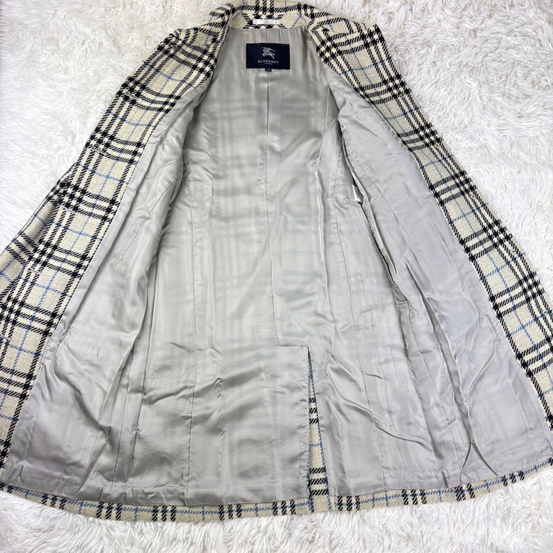 【美品】バーバリー　ビンテージ　ロングコート　ノバチェック　グレーブルー40 L