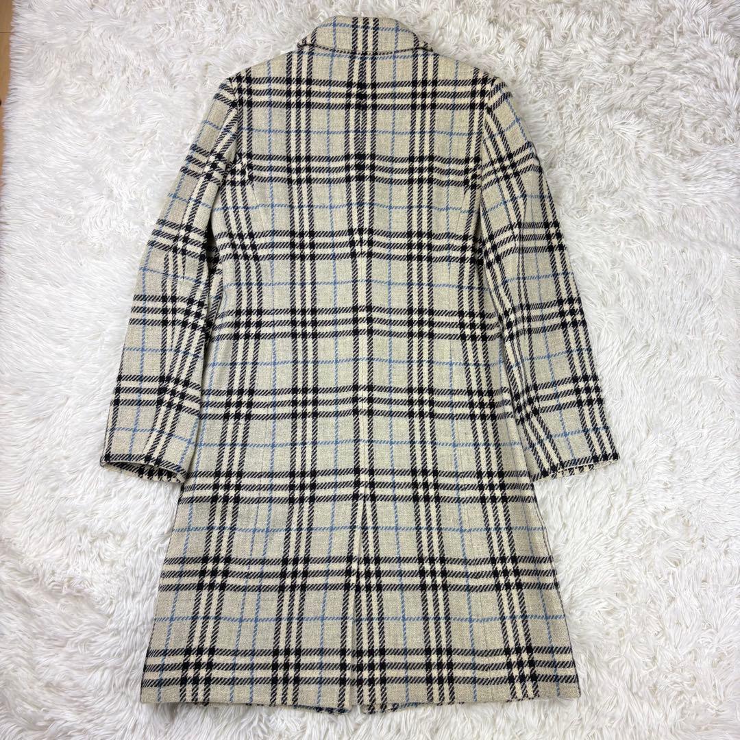 【美品】バーバリー　ビンテージ　ロングコート　ノバチェック　グレーブルー40 L