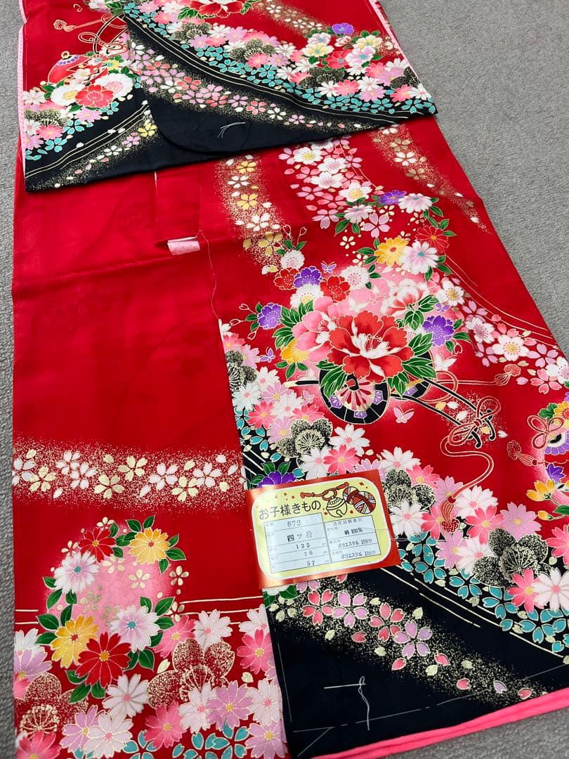 新品★ 七五三　女の子　着物と長襦袢　四つ身　C02
