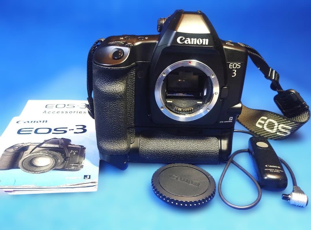 Canonキャノン EOS-3 ボディ PB-E2 付き フィルム一眼レフカメラ