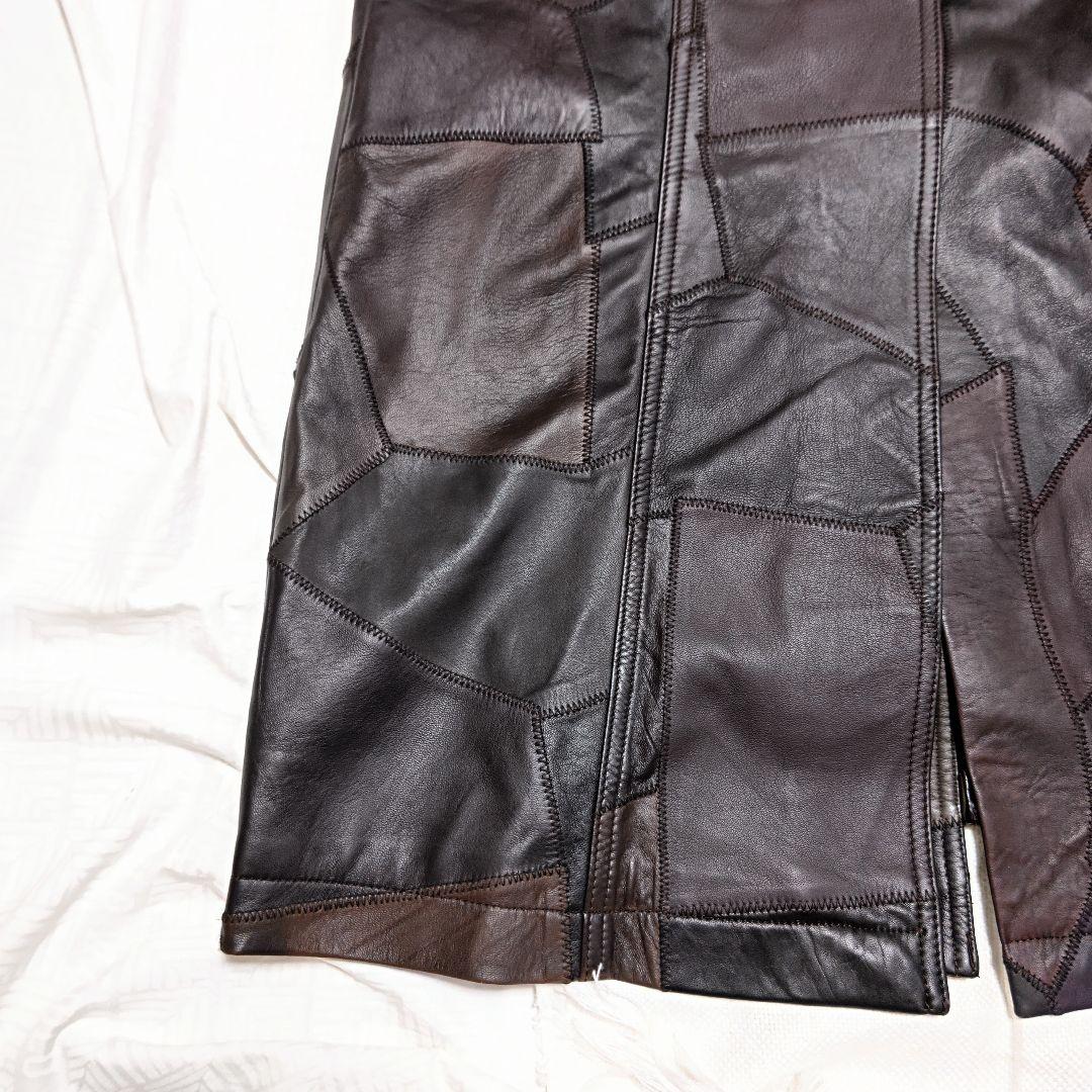 コーチCOACHアップサイクルパッチワークラムレザートレンチコートXS