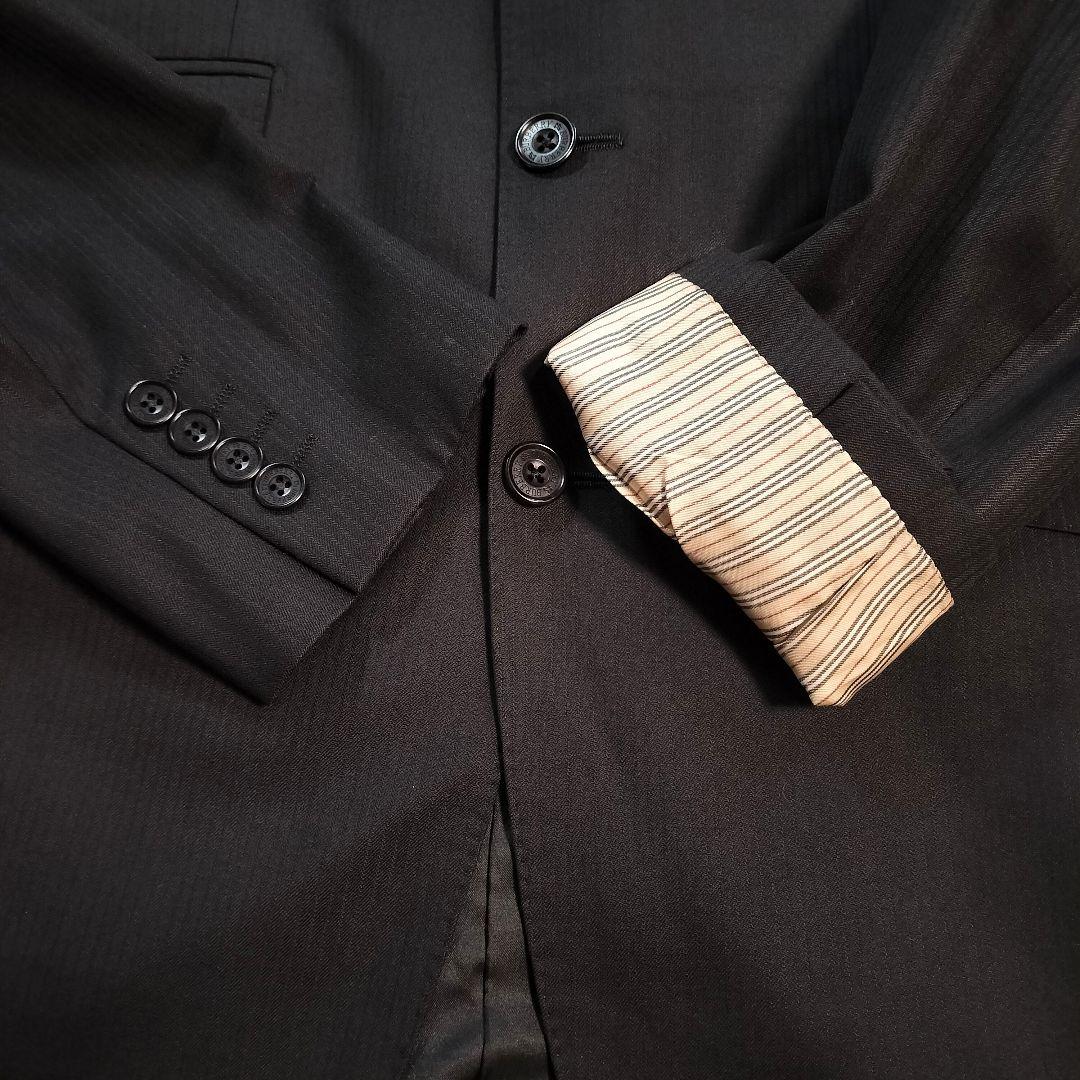 バーバリーブラックレーベル 3Pスーツ 黒 AB6 シャドーストライプ