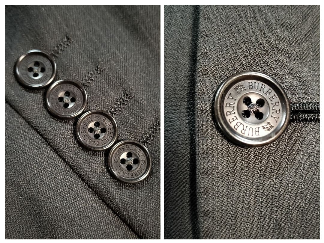 バーバリーブラックレーベル 3Pスーツ 黒 AB6 シャドーストライプ