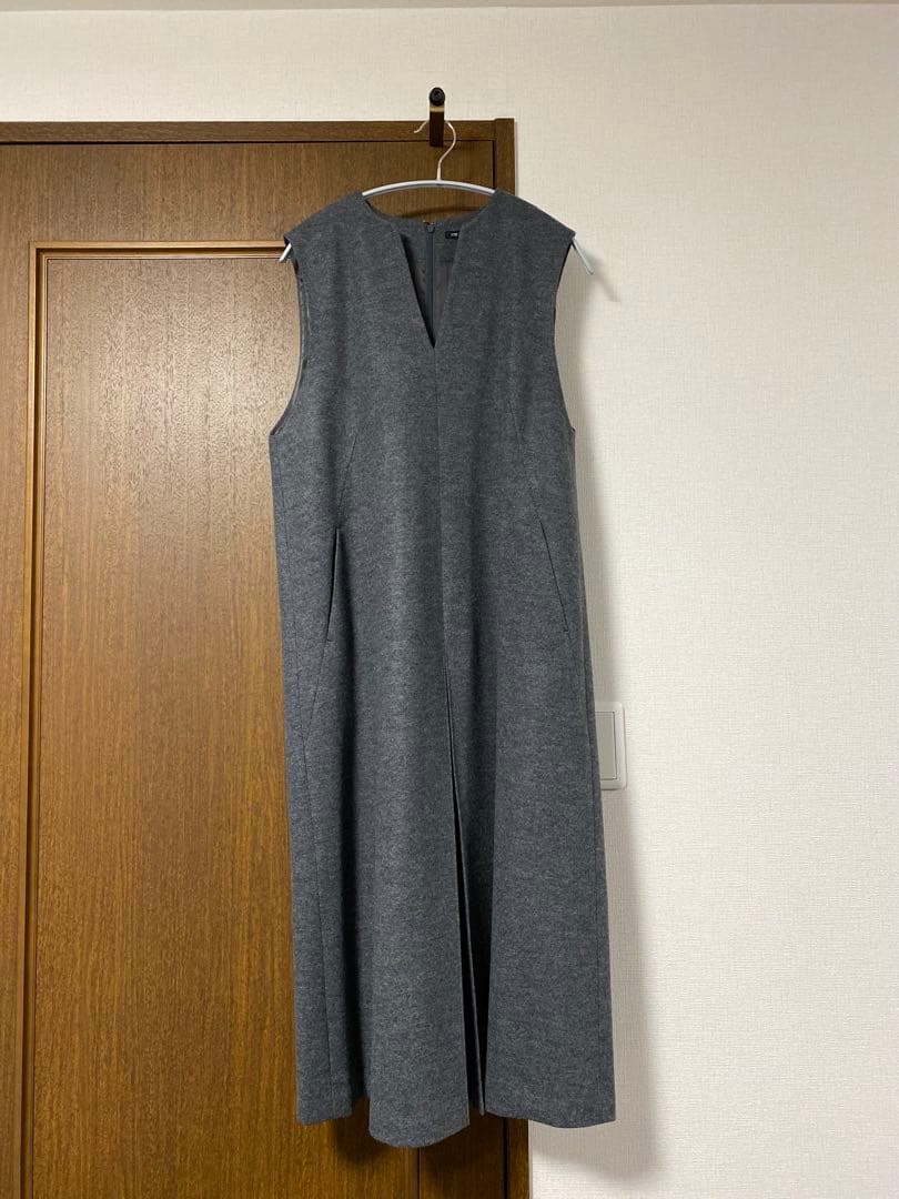 ウールミルドジャージー　ボックスタック　ジャンパースカート　グレー系　サイズ38