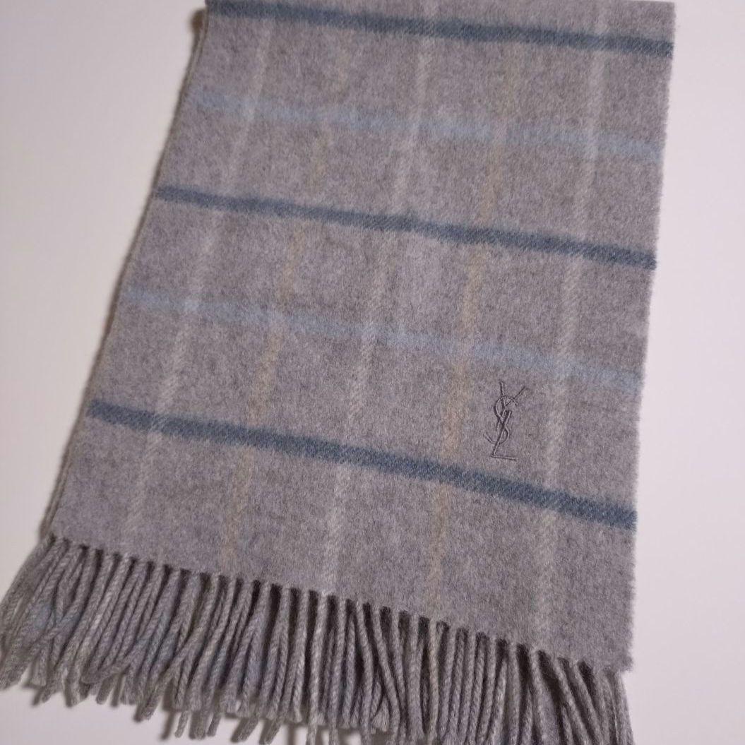イヴ・サンローラン カシミヤ100% ヴィンテージ マフラー【極美品】日本製