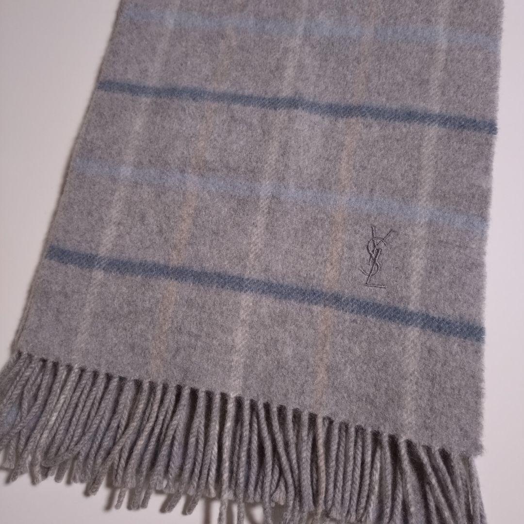 イヴ・サンローラン カシミヤ100% ヴィンテージ マフラー【極美品】日本製