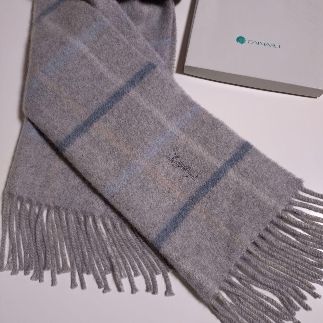 イヴ・サンローラン カシミヤ100% ヴィンテージ マフラー【極美品】日本製