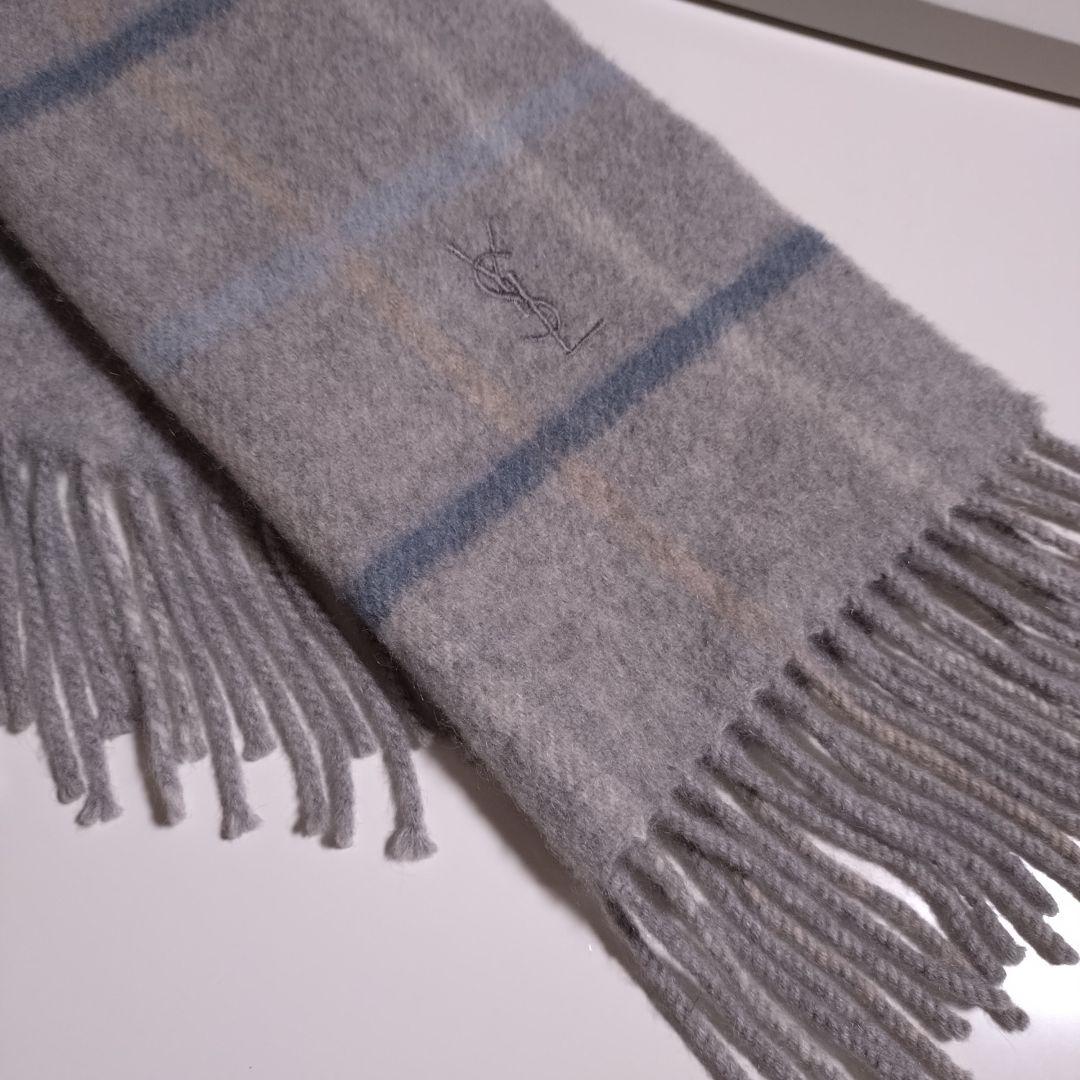 イヴ・サンローラン カシミヤ100% ヴィンテージ マフラー【極美品】日本製