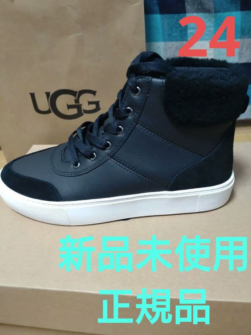 UGG ファー付きハイカットスニーカー ブラック24新品未使用正規品