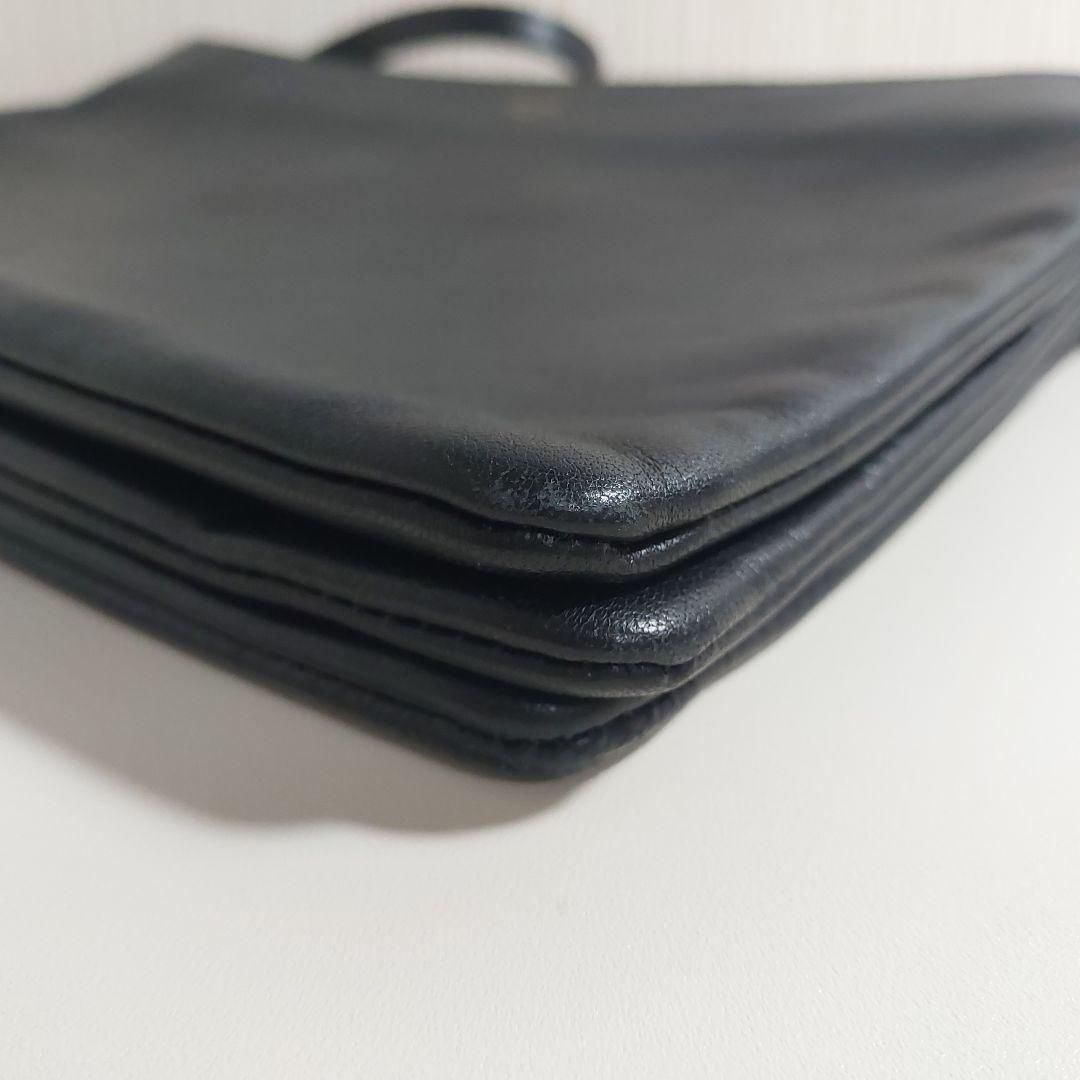 セリーヌ トリオ ラージ ショルダーバッグ レザー ブラック 17145