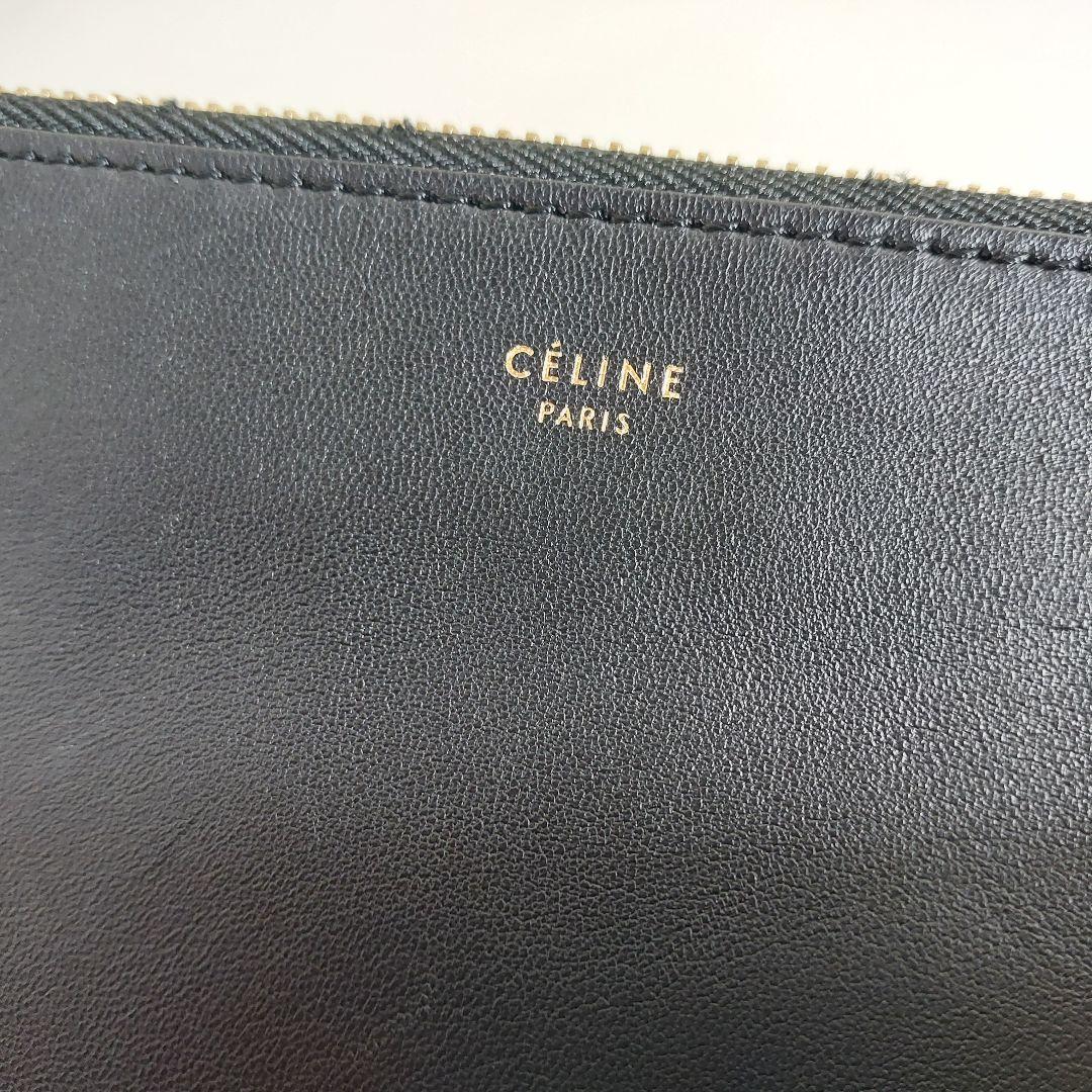 セリーヌ トリオ ラージ ショルダーバッグ レザー ブラック 17145