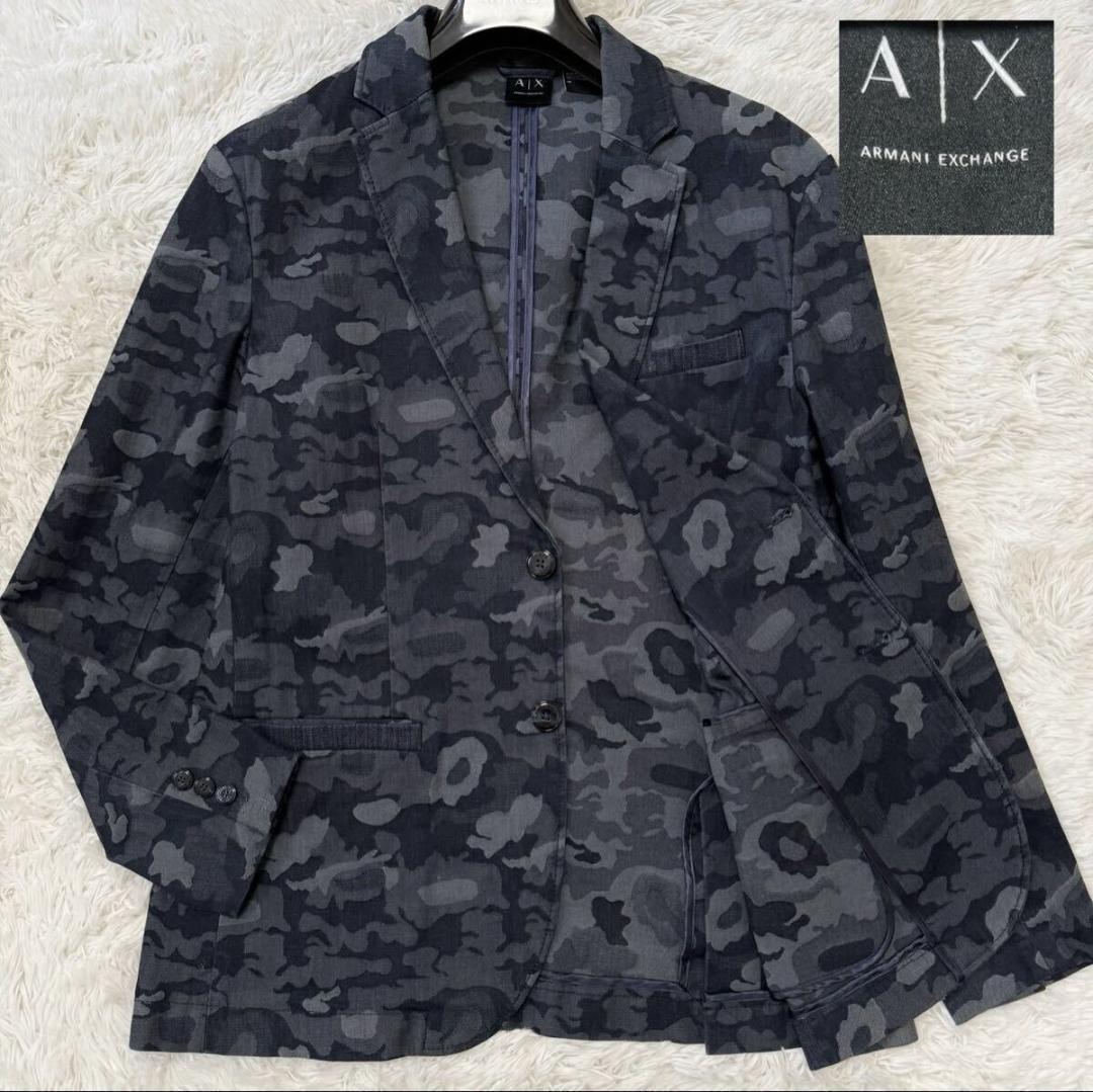 ✨未使用級/XL✨アルマーニエクスチェンジ テーラードジャケット 迷彩 デニム