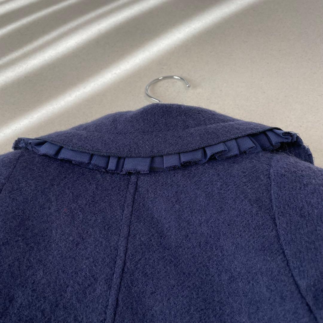 MiMiSolミミソル イタリア製 ロゴ刺繍 フリル ウールコート マメール