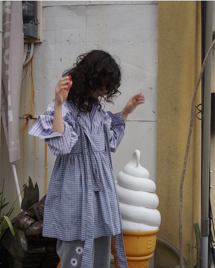 トップス tope. cross strap tunic / gingham p.b