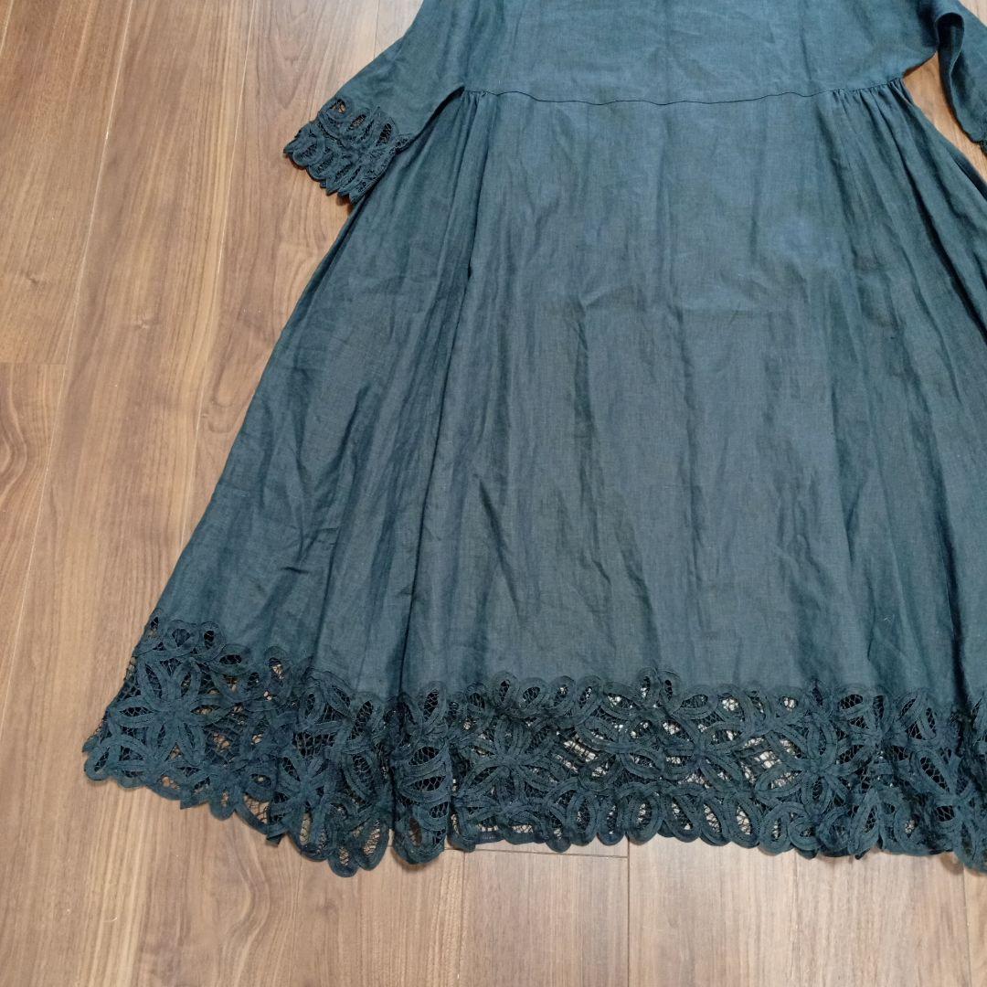 ハウスオブロータス　バテンレースワンピース　麻　リネン