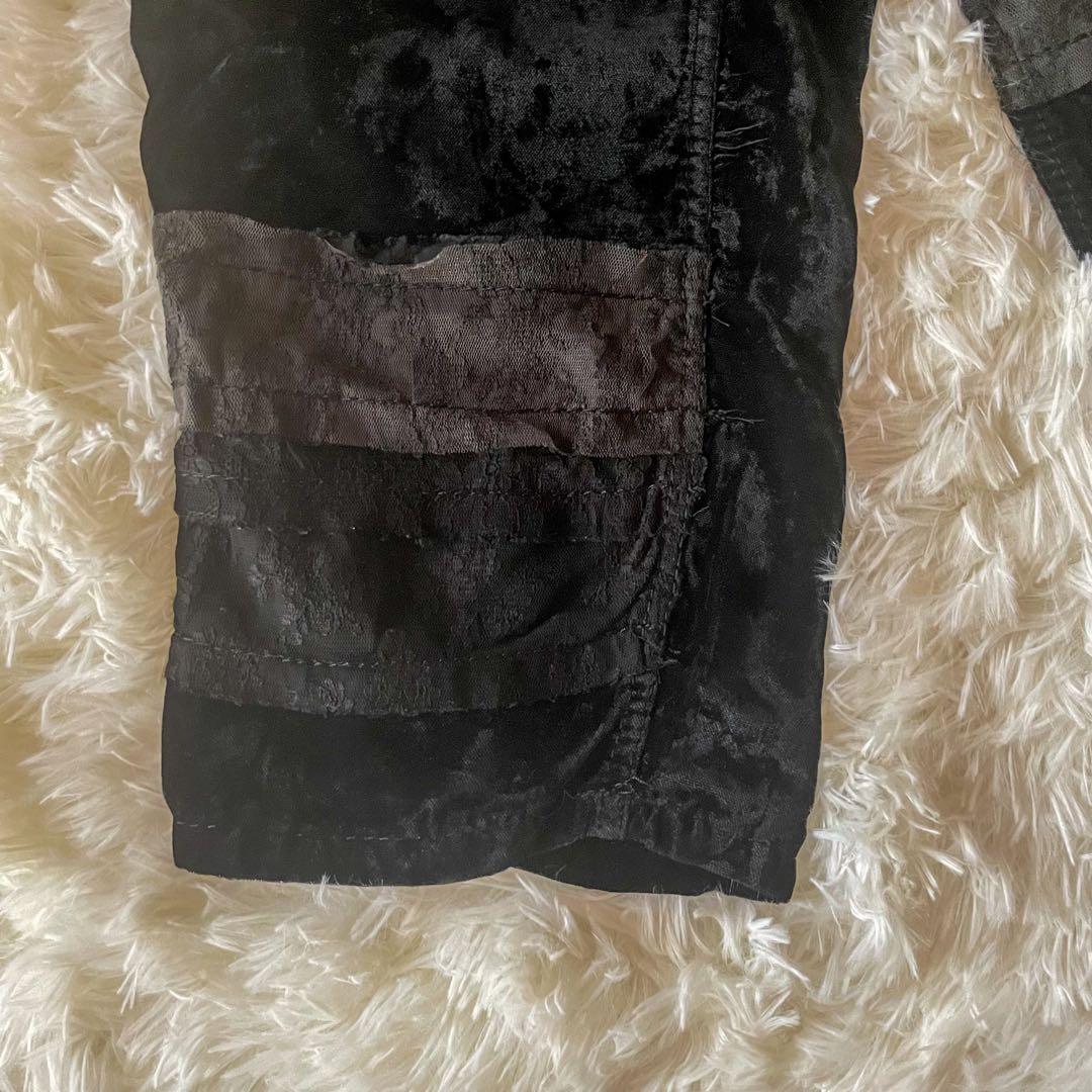トリコ コムデギャルソン レース装飾切替 ベロア ハーフパンツ Mサイズ　黒