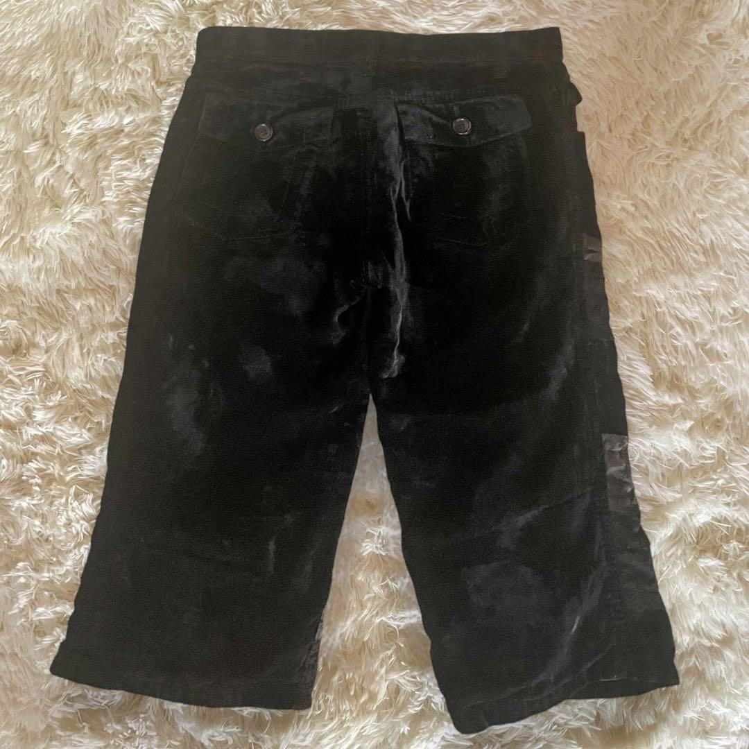 トリコ コムデギャルソン レース装飾切替 ベロア ハーフパンツ Mサイズ　黒