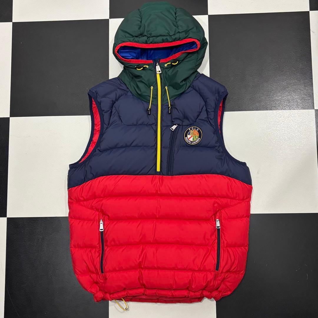 美品 ポロ ラルフローレン GLACIER COLORBLOCK ダウン ベスト