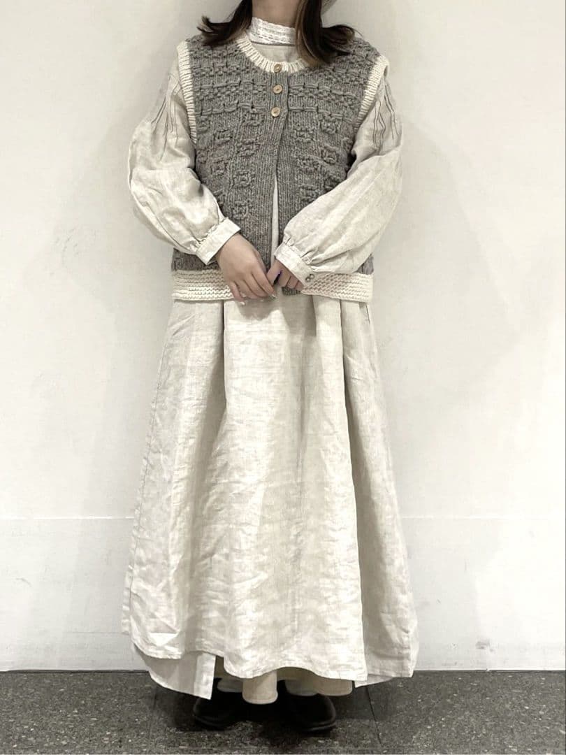 SM2＊ tsuharu ＊ペルーニット手編み前後着ベスト＊ベージュ★ 新品 ★