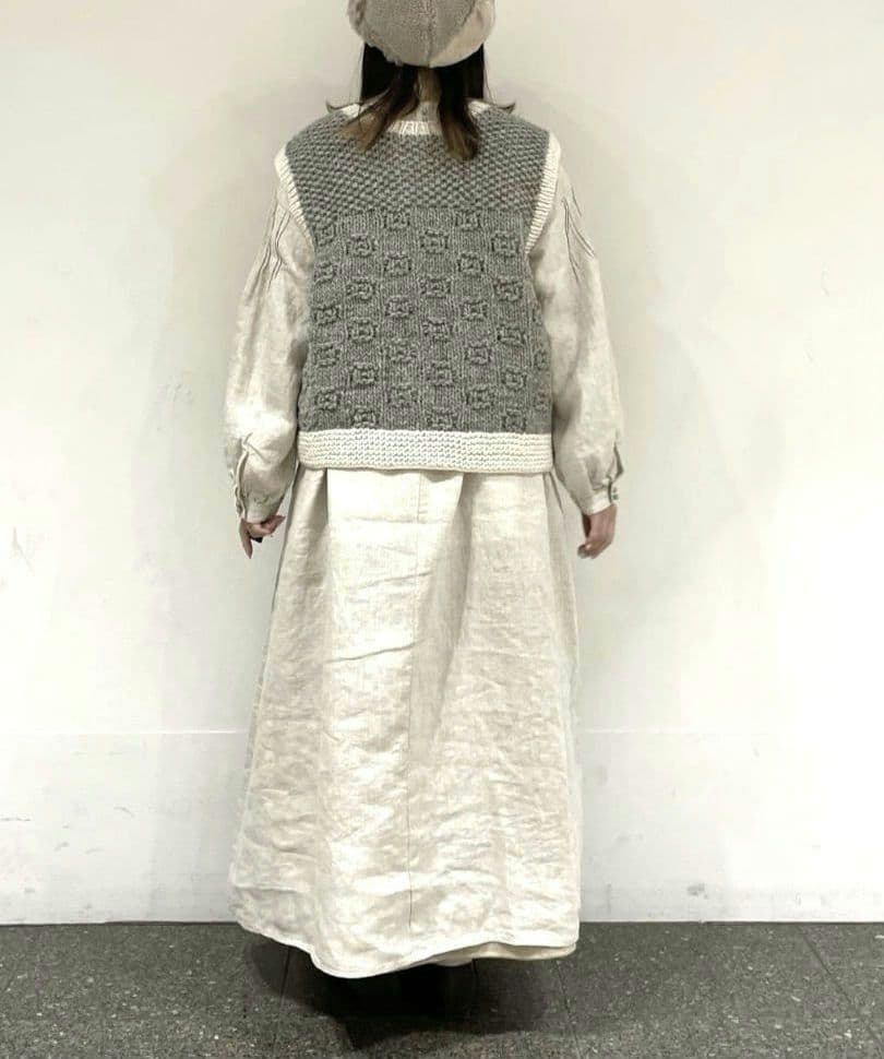 SM2＊ tsuharu ＊ペルーニット手編み前後着ベスト＊ベージュ★ 新品 ★