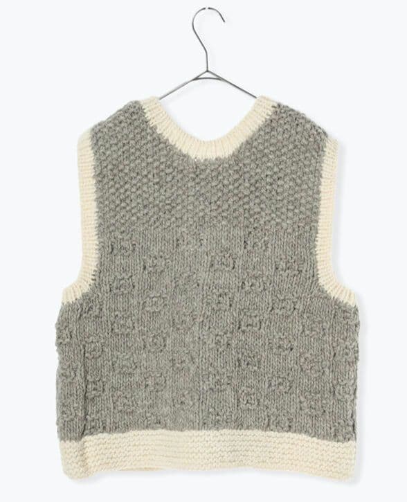 SM2＊ tsuharu ＊ペルーニット手編み前後着ベスト＊ベージュ★ 新品 ★