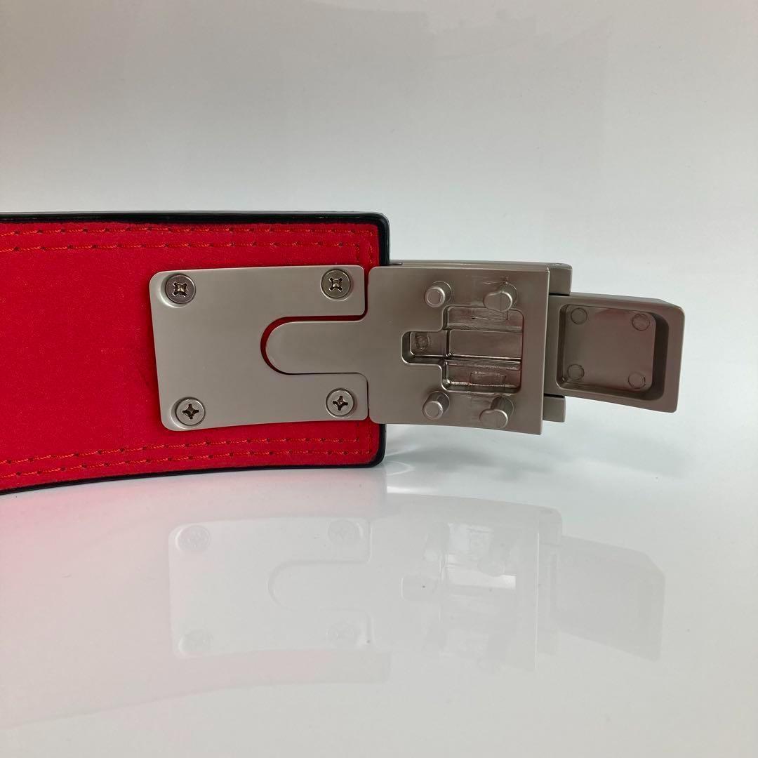 【訳あり】パワーリフティングベルト 本革 パワーベルト レバーアクション 黒赤