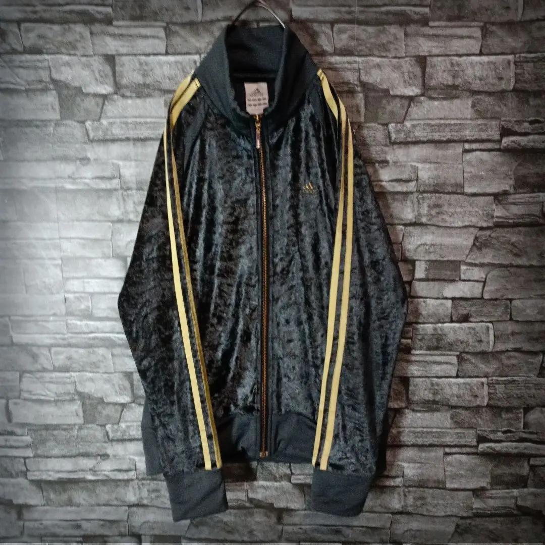 00ｓ☆アディダスベロアジャージ 刺繍ロゴ ハイネック ゴージャス 万国旗タグ