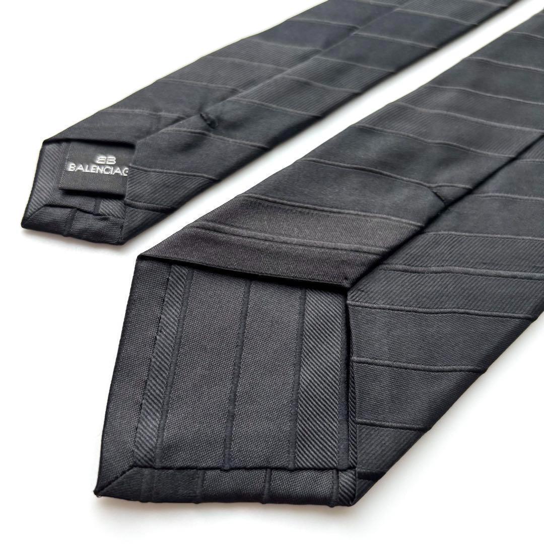 ꧁新品未使用꧂ バレンシアガ ネクタイ ナロータイ チーフ フォーマル ブラック