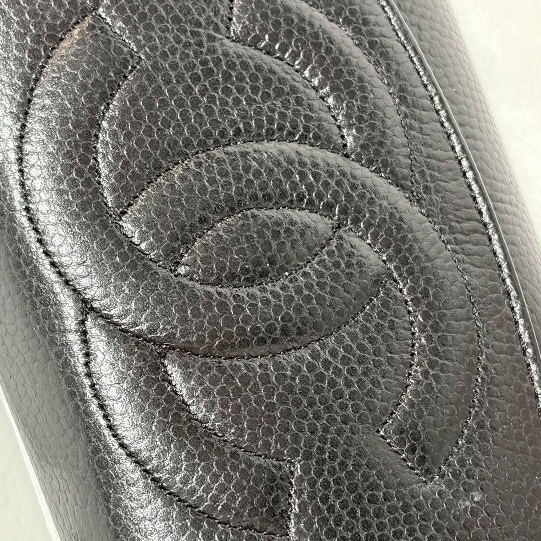 【CHANEL 】シャネル 長財布 キャビアスキン ココマーク ブラック