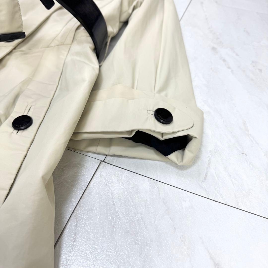 グッチ トムフォード期 ナイロン トレンチコート ヘップバーン型 レザーベルト