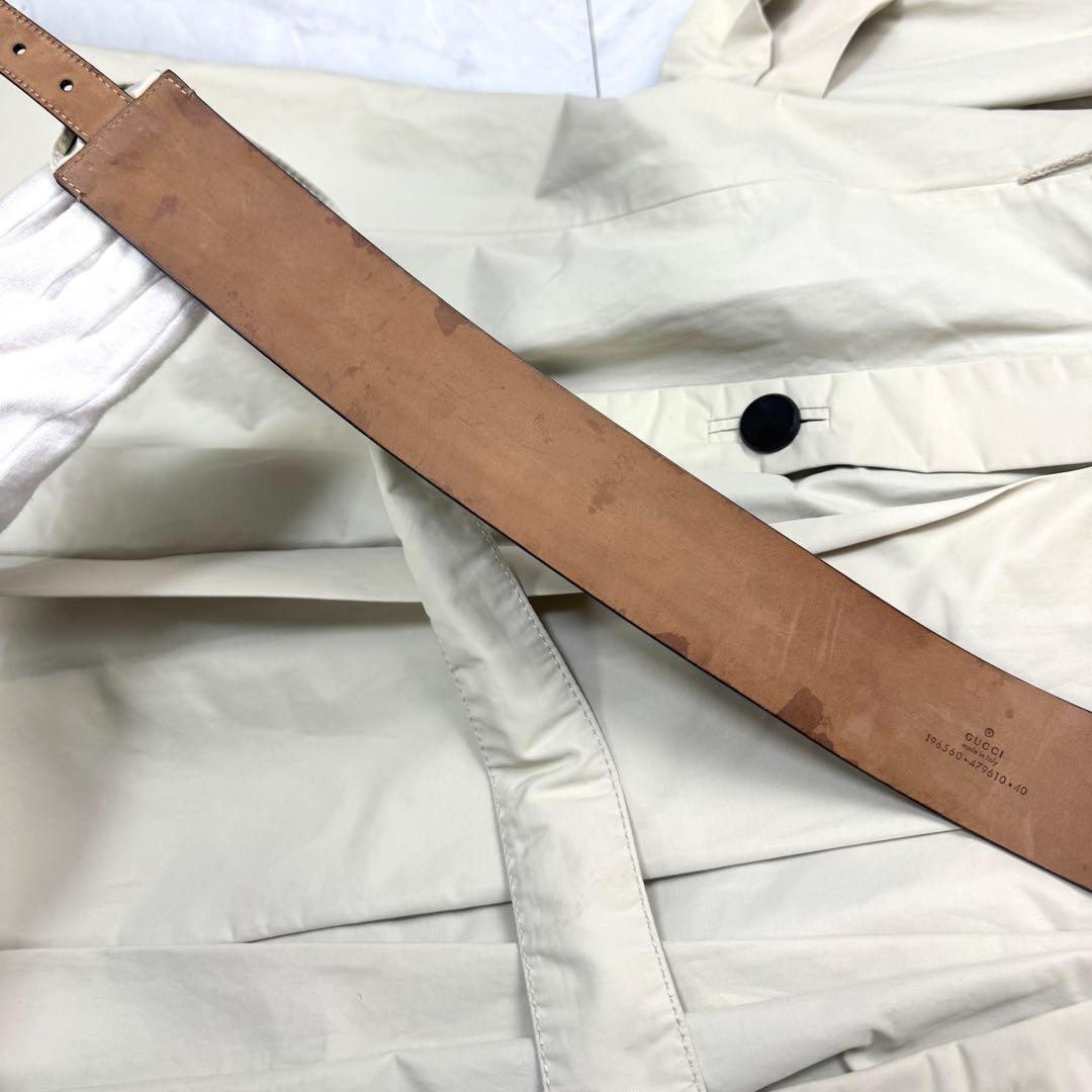 グッチ トムフォード期 ナイロン トレンチコート ヘップバーン型 レザーベルト