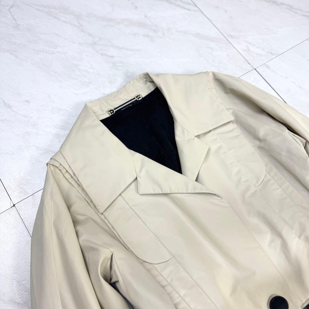 グッチ トムフォード期 ナイロン トレンチコート ヘップバーン型 レザーベルト